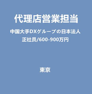 代理店営業担当（中国大手DXグループの日本法人/600-900万円）J485